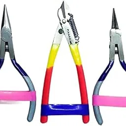 Silk Thread Jewellery Making Pliers Combo Flat, Round and Side Cutter Nose Plier (Multicolour) - Pack of 3 Pieces (JK-3-MINI)-picture-18