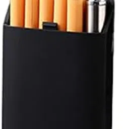 BEBO CREATIONS Multifunctional 20 PACK SLIM Cigarette Case Box / 10 PACK Thick Cigarette Case Box With USB Rechargeable Windproof Electric Flame Less Lighter Cigarette Case with Lighter (Black)-picture-62