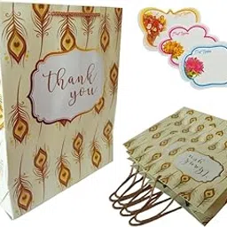IncyWincy Paper Gift Bags (Pack of 20), ThankYou Feather Design Goodies Bag for kid's Birthday, Colorful Treat Bags, Medium Carry Bags (25cm X 20cm X 10cm)-picture-25