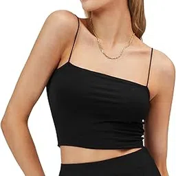 sheux Camisole for Women Spaghetti | Built - in Bra & Light Padding for Gentle Coverage | Crop top for Casual and Formal wear - Slim fit, Stretchy Soft Lycra Tank top (26 to 36) Bust Size (Free-Size)-picture-31
