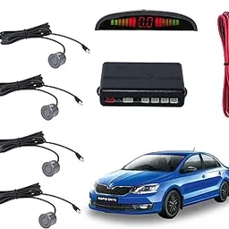 Car Reverse Parking Sensor with LED Display 4 Sensor Reverse Parking Auto Radar Detectors For Skoda Rapid (Silver)-picture-10