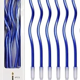 PROSPERRO LUMO by Parkash Candles Spiral Birthday Candle – Set of 6 Twisted Glitter | Cake Candles with Holders for Kids & Adults | Long Burning Decorative (Blue)-image-37