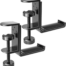apphome 2 Pack Foldable Headphone Stand, Under Desk Headset Hanger Hook Holder, Aluminum PC Gaming Headset Holder for Desk, Non-Slip Desk Hook Space Save Universal Headphone Mount Clamp (Black)-picture-15