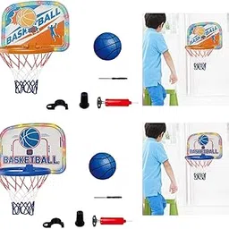 CALANDIS Basketball Hoop Set Door Mount Home Indoor Portable Basketball Hoop Toys Kit Blue White | Backboard Systems-image-17