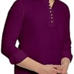 lookmark Men's Pure Cotton Regular Fit Short Solid Kurta Suitable for All Indian Wedding, Occasions, and Festivals-picture-11