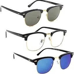 arzonai Unisex Clubmaster Square Metal Sunglasses Pack of 3 (Medium)-picture-26