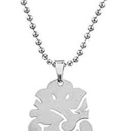 sullery Religious Ekdant Ganesh Locket with Rudraksha Bead Silver and Brown Stainless Steel, Wood Necklace Pendant for Men and Women-picture-27