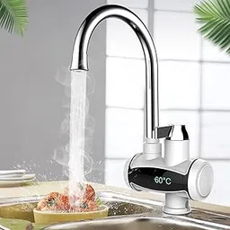 LPM Water Heater & Tankless Electric Fast Water Heating Tap Instant Electric Water Heater Instant Hot Faucet Kitchen Electric Tap Faucet ABS Body Shock Proof Electric Saving-White-image-12