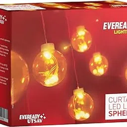 EVEREADY Curtain Ball|Halogen Decorative & Festive Lighting|Attached Remote Controller|8 Different Lighting Modes|12 Spheres|4M|for Indoor Use|BIS Approved|Made in India|Warm White Light-picture-42