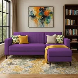 GRAPEWOOD Wayne RHS 4 Seater L Shape Sofa Set for Living Room (Purple Colour) Premium Fabric Sofa Set for Living Room-picture-27