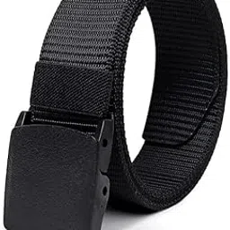 medsin Men's Vegan Leather Belt for men Auto Lock Formal Casual Boys Gents Width-35mm - Black image 1