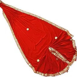 abhikart Velvet Keri Design Gotapatti Embroidered Bridel Dupatta For Women and Girls Traditional Classy Ritual Ceremony Fancy Festival Chunni L 2.25m W 70cm-picture-49