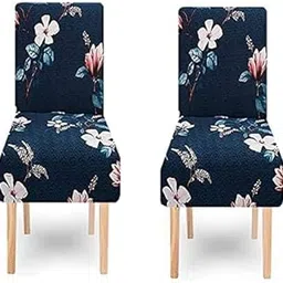 Wonder Decor Stretchable, Removable & Washable Printed Short Dining Chair Cover/Protector/Seat Slipcover (Set of 2, Blue Flower)-picture-31