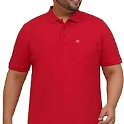 JOHN PRIDE Plus Size Men Regular Fit Solid Red Stretchable Polo Collar T-Shirt (JPTSC32393_7XL_Red)-picture-35