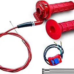 7/8 22mm Twist Throttle Accelerator Handle Grips for Pit Bike Mini Bike Throttle Cable Kit 4-Stroke Dirt Bike Pocket Bike for 50cc 90cc 110cc 125cc150cc 200cc 250cc (Red)-picture-22