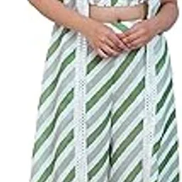 deebaco Striped Georgette Top, Shrug & Palazzo Indo Western Co-Ord Set For Women's|V-Neck Casual Fashionable Cord Set|Ladies Party Outfits Summer Collection Stylish Fusion Wear-picture-50