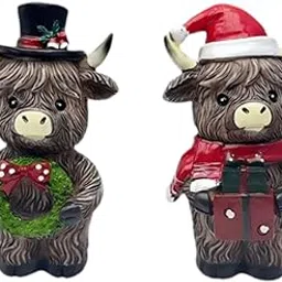 MERISHOPP 2Pcs Highland Cow Statue Chic Resin Ornament for Bedroom Study Room Festival-image-27