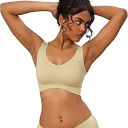 krvvy Ultrasoft Bralette | Wireless and Seamless Everyday Bra for Women | Full Coverage Slip-On Bralette with Removable Pads | Lightweight Comfort Fit-picture-36