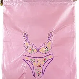 wrapables Wrapables® Silk Embroidered Bra & Panties Lingerie Bag - Pink-picture-11