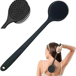 Silicone back scrubber for bathing with Long Handle for Shower – Soft, BPA-Free silicone body scrubber for bathing| Deep Cleaning, Dirt Removal, Exfoliating body scrubber for women & Men-image-4