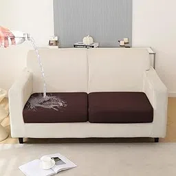 HOKIPO 100% Waterproof Stretchable Elastic 140gsm Sofa Cushion Seat Cover, 2-Piece Seat Cushion Cover, Brown (AR-5352-BRN*2)-image-28