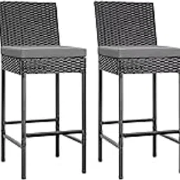 MJA FURNITURE Patio Outdoor Bar Stool for Kitchen, Home Bar | Wicker Bar Stools Set, Outdoor Bar Patio High Rise Chairs | Weather Resistant Home Bar Furniture (Set of 4)-image-21