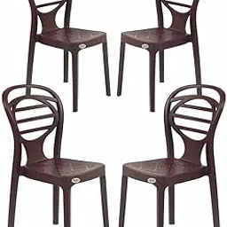 SkyGlamour Supreme Oak Plastic Chair|Armless Chairs for Home, Dining Room, Garden, Cafe, Indoor and Outdoor Use| Weight Bearing Capacity 120 kg(Colour: Brown, Set of 4)-picture-13
