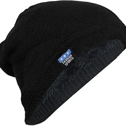 isweven Mens Womens Hat Beanie Cap, Unisex Winter Warm Knitted Hats, Fleece Lining Slouch Skull Beanies Caps for Men Women (4085A, Black)-picture-22