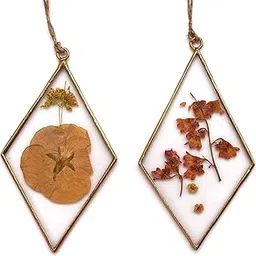 ILLUMEA Floral Feast Diamond Handmade Suncatchers Hanging Pendant | Weather Resistant Dried Pressed Flower Suncatchers Indoor Outdoor Hanging Decor Floating Window Decoration Accessory (Set of 2)-picture-30