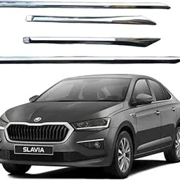 Full Chrome Side Beading Moulding with 3M Adhesive Tape for Skoda Slavia All Models - Chrome Color (Pack of 4)-image-26