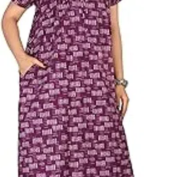 urali Women's Printed 100% Cotton Night Gown - S457A-picture-17