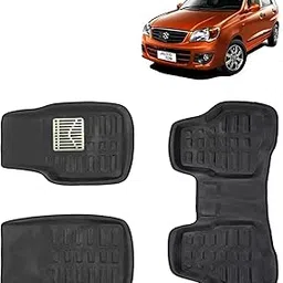 KINGSWAY® 4D Car Floor Foot Mats Compatible with Maruti Suzuki Alto K10 (Year 2010-2014) - Complete Set of 3 Pieces, Top-Notch PVC Material, Washable, Black-picture-45