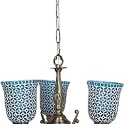 AFAST Designer Royal Chandelier of Hand Decorative Glass Lamps with Colorful Chips & Beeds for Magical & Romantic Lighting Effect,3 Light Ceiling Pendant Light- K1-picture-11