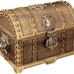 Toyvian Vintage Pirate Treasure Chest Large Size Teachers Favorite Treasures Collection Storage Box Decorative Storage Chest Box with Lock-picture-35