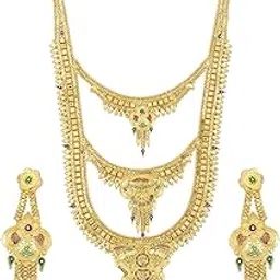sukkhi Graceful 24 Carat Gold Plated Wedding Jewellery Rani Haar Multi-String Necklace Set for Women (N73776)-picture-31