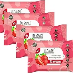 DR.Sasaki Refreshing & Soothing/Cleansing Wipes for Makeup, Face & Body - Strawberry Pack of 4-picture-42