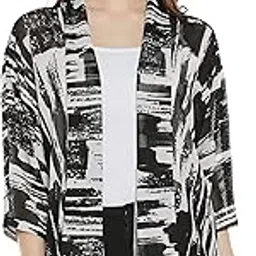 miss chase Women's Black and White Shawl Collar Shrug-picture-38