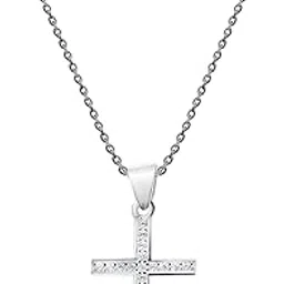 inari shines 925 Silver Cross Pendant Chain | Necklace with Chain | Gift for Women & Girls | With 925 Stamp & Certificate of Authenticity image 1