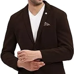showoffff Men's Coffee Brown Single-Breasted Slim Fit Blazer with Notched Lapel-EX-Metty_CoffeeBrown-picture-19