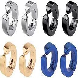 xwpzk Stainless Steel Earrings Combo of Non- Piercing for Men and Women(4 Colour)-picture-53