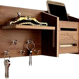 7CR Wood Wall Mounted Key Holder (Brown) , Pack of 1 image 1
