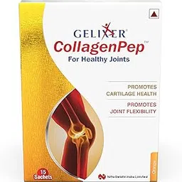 Gelixer CollagenPep Proven, Premium Japanese Collagen for Joint Pain due to Osteoarthritis - (150g - 10x15 Sachets) - Orange Flavour-picture-23