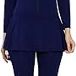 megaska Women Color Block Full Coverage One Piece Swimsuit with Removable Chest Pads Front Zipper Frock Style Design Swimming Costume-picture-43