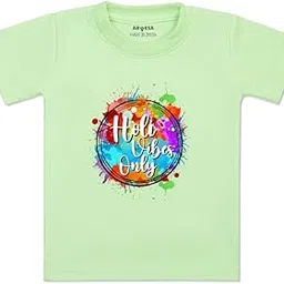 ARVESA Holivibes Only TS-1554 Holi Baby Tshirt for Kids Boys & Girls Half Sleeves Round Neck Clothes Tshirt for Kids Boys 1 Months to 6 Years Dress-picture-40