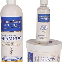 Encapture Professional Luxury Daily Hair Shampoo + Keratin Hair Mask + Gloss & Strong Serum kit for Smooth Straight Hair | Control Frizzy || Free from Sulphate & Paraben ( 500 ml + 500ml + 100ml )-picture-40