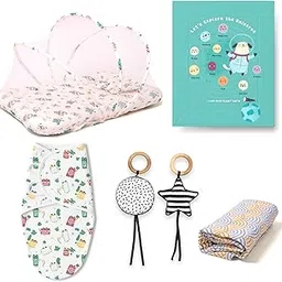 Tidy Sleep Newborn Gift Bundle – Gadda Set, Changing Mat, Wrapper, Swaddle & Sensory Toys | Baby Essentials Set | Baby Shower Gift-image-58