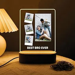 Customized Photo Frame with LED Light Stand | Personalised Picture | Birthday Gift for Brother | Tabletop Transparent | Customized Photo Frame with Light (6 x 7.25 Inch) BR_08-picture-27