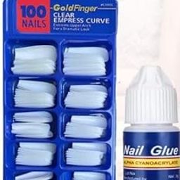 generic Artificial Nails Set, Women/Girls, White Acrylic False Nails with Glue, (Pack of 100)-picture-35