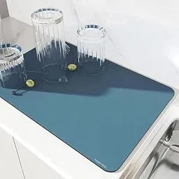 HOMEARENA Dish Drying Mat for Kitchen - Kitchen Mat for Wet Utensils, Placemat for Dish Drying with Non-Slip (Small_Blue)-picture-23