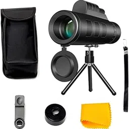 40x60 Waterproof Portable Black Telescope Zoomable Monocular Binoculars(Black)-image-0